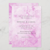 Invitation Aquarelle rose Kendall Mariage élégant (Devant / Derrière)