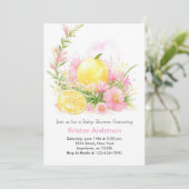 Invitation Aquarelle rose Lemonade Girl Baby shower (Debout devant)