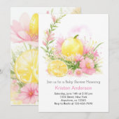 Invitation Aquarelle rose Lemonade Girl Baby shower (Devant / Derrière)