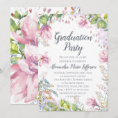 Invitation Aquarelle rose Lily Fleur Floral Girl Graduation (Devant / Derrière)
