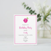 Invitation Aquarelle rose magenta Pansy & Motif (Debout devant)