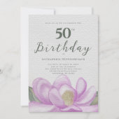 Invitation Aquarelle rose Magnolia 50e anniversaire (Devant)