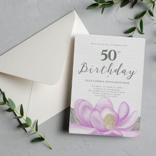 Invitation Aquarelle rose Magnolia 50e anniversaire