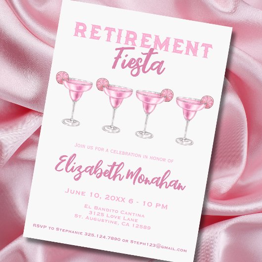 Invitation Aquarelle rose Margarita Fiesta Retraite
