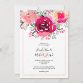 Invitation Aquarelle rose Mariage (Devant)