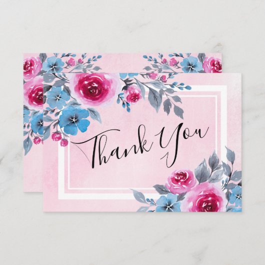 Invitation Aquarelle rose Mariage (Devant / Derrière)