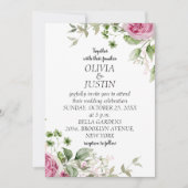 Invitation Aquarelle rose Mariage de cadre Floral (Devant)