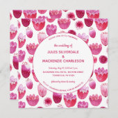 Invitation Aquarelle rose Mariage de motifs floraux (Devant / Derrière)