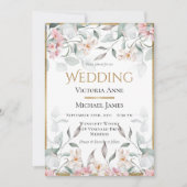 Invitation Aquarelle rose Mariage de verdure (Devant)