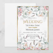 Invitation Aquarelle rose Mariage de verdure (Devant / Derrière)