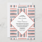 Invitation Aquarelle rose Mariage moderne tendance rayée (Devant)