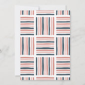 Invitation Aquarelle rose Mariage moderne tendance rayée (Dos)