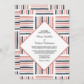 Invitation Aquarelle rose Mariage moderne tendance rayée (Devant / Derrière)