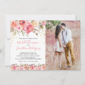 Invitation Aquarelle rose Mariage photo (Devant)
