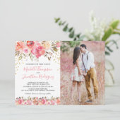Invitation Aquarelle rose Mariage photo (Debout devant)
