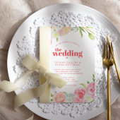 Invitation Aquarelle rose Mariage végétal