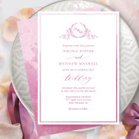 Aquarelle rose mauve Élégant Mariage Monogramme