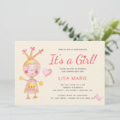 Invitation Aquarelle rose mignon robot c'est un baby shower f (Debout devant)