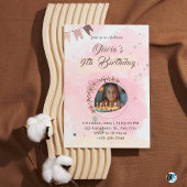 Invitation Aquarelle rose mignonne Anniversaire élégant