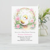 Invitation Aquarelle rose mignonne Baby shower fille (Debout devant)