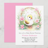 Invitation Aquarelle rose mignonne Baby shower fille (Devant / Derrière)