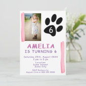 Invitation Aquarelle rose mignonne Enfants Photo Anniversaire (Debout devant)