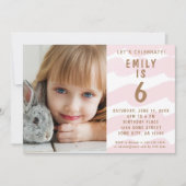 Invitation Aquarelle rose mignonne fille photo Anniversaire (Devant)