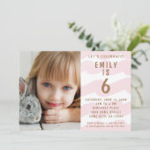 Invitation Aquarelle rose mignonne fille photo Anniversaire (Debout devant)