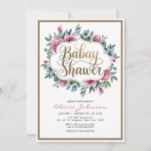 Invitation Aquarelle rose mignonne Fleurs Bébé Shawer (Devant)