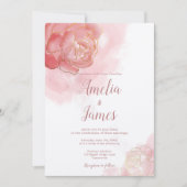 Invitation Aquarelle rose millénaire artistique florale (Devant)