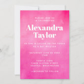 Invitation Aquarelle rose moderne Bat mitzvah chic tendance (Devant)