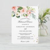 Invitation Aquarelle rose moderne Beauté Fleurs et Feuilles (Debout devant)