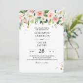 Invitation Aquarelle rose moderne Beauté Fleurs et gouttes d' (Debout devant)