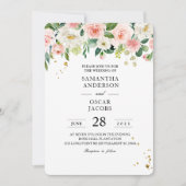 Invitation Aquarelle rose moderne Beauté Fleurs et gouttes d' (Devant)