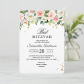 Invitation Aquarelle rose moderne Beauté Fleurs et gouttes d' (Debout devant)