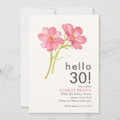Invitation Aquarelle rose moderne Floral 30e anniversaire (Devant)