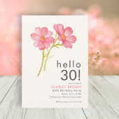 Invitation Aquarelle rose moderne Floral 30e anniversaire