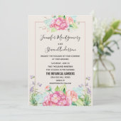 Invitation Aquarelle rose moderne Mariage de bouquet floral (Debout devant)