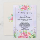 Invitation Aquarelle rose moderne Mariage de bouquet floral (Devant / Derrière)