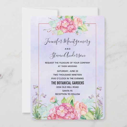 Invitation Aquarelle rose moderne Mariage de bouquet floral (Devant)