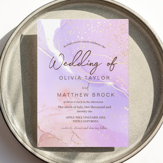 Invitation Aquarelle rose Moderne Mariage élégant