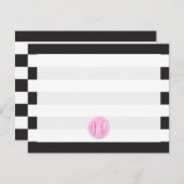 Invitation Aquarelle rose monogramme noir + blanc (Devant / Derrière)