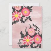 Invitation Aquarelle rose noire acrylique Florale Quinceañera (Dos)