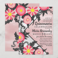 Aquarelle rose noire acrylique Florale Quinceañera