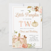 Invitation Aquarelle rose Notre Petit Citrouille 2e anniversa (Devant)