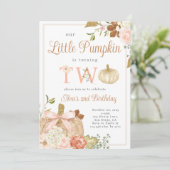 Invitation Aquarelle rose Notre Petit Citrouille 2e anniversa (Debout devant)