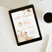 Invitation Aquarelle rose Notre Petit Citrouille Anniversaire