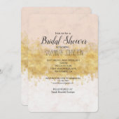 Invitation Aquarelle rose or (Devant / Derrière)