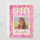 Invitation Aquarelle rose or Art 2025 Photo Graduation Inv (Devant)