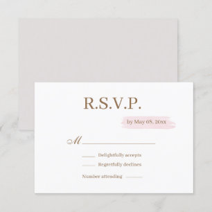 Invitation Aquarelle rose or blanc blanc élégant mariage RSVP